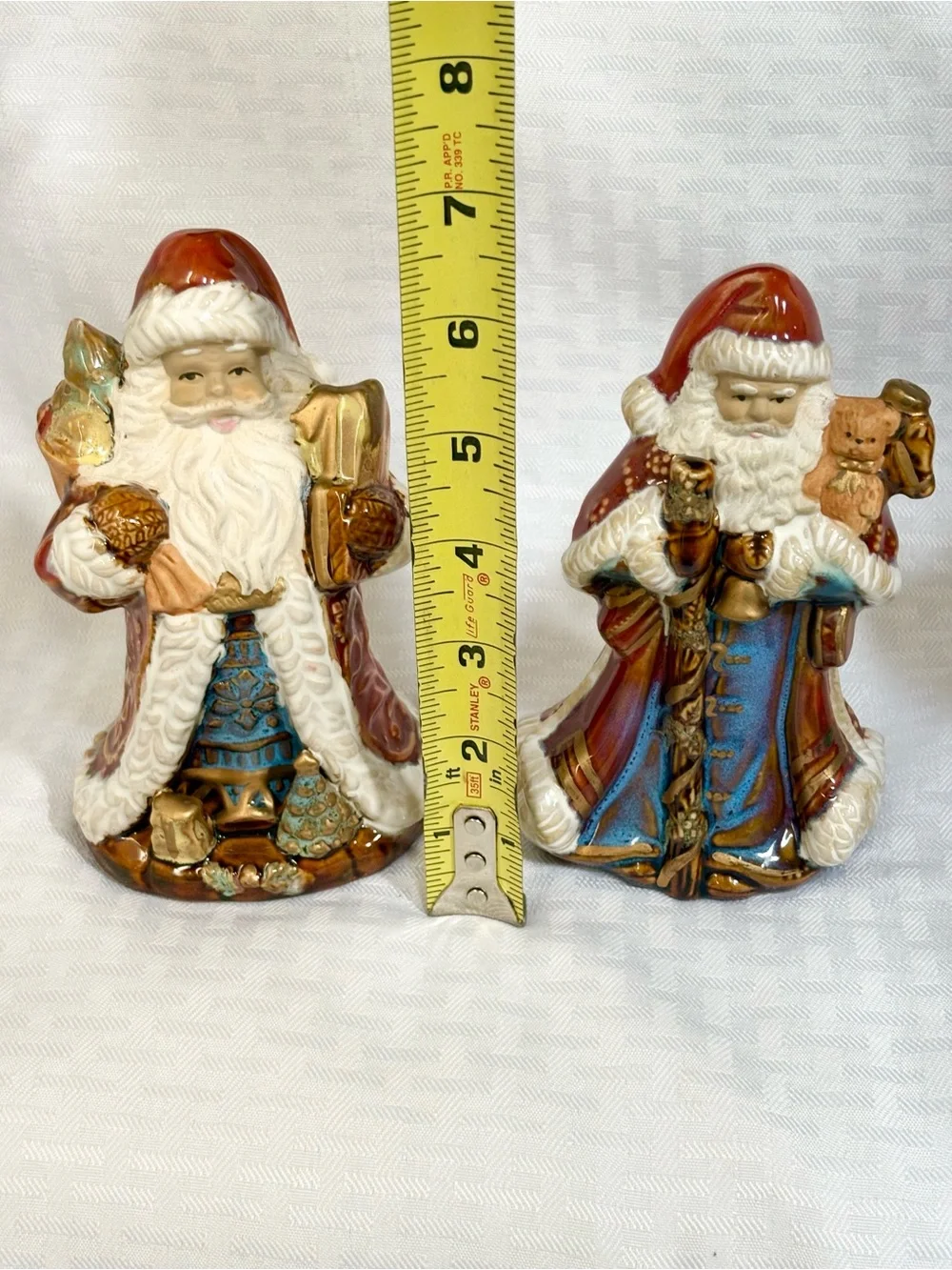 Set of 5 Decorative Red and White Santa Figurines - Holiday Home Décor